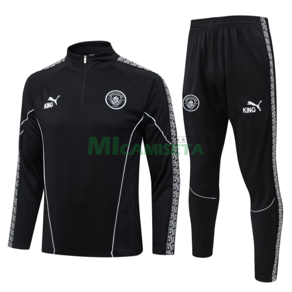 Sudadera De Entrenamiento Manchester City 2025/2026 Kit Negro con Estampado en Manga