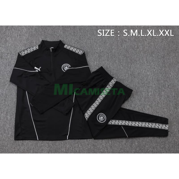 Sudadera De Entrenamiento Manchester City 2025/2026 Kit Negro con Estampado en Manga