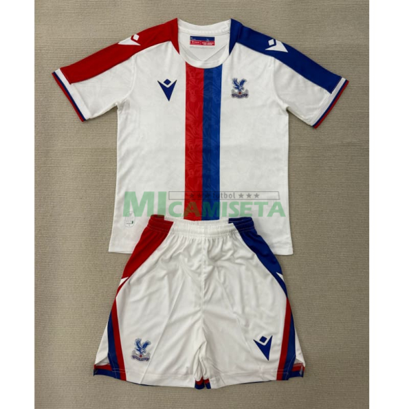 Camiseta Crystal Palace FC Segunda Equipación 2025/2026 Blanco/Azul/Rojo Niño Kit