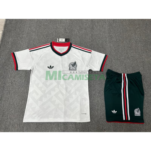Camiseta México Segunda Equipación Mundial 2026 Blanco Niño Kit