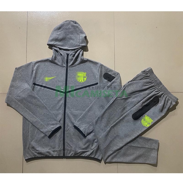 Chandal Barcelona 2024/2025 Con Capucha Gris Oscuro
