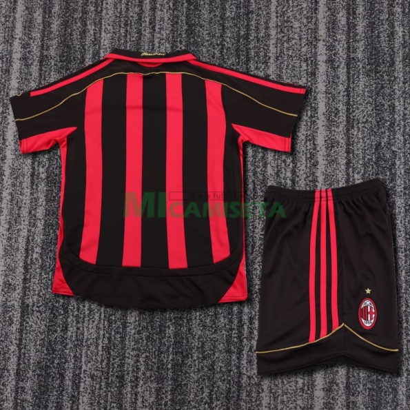 Camiseta MALDINI 3 AC Milan Primera  Equipación Retro 2006/07 Niño Kit Rojo/Negro