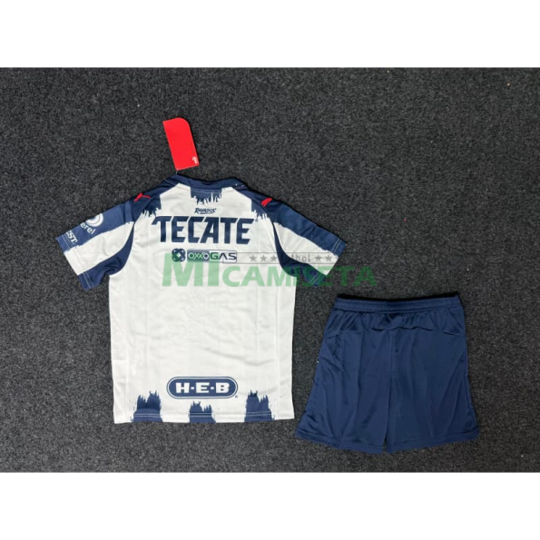 Camiseta Monterrey Primera Equipación 2025/2026 Blanco/Azul Marino Niño Kit
