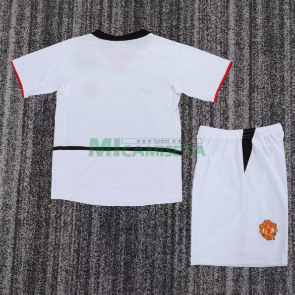 Camiseta Manchester United Segunda Equipación Retro 2002/03 Blanco Niño Kit