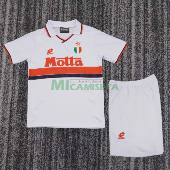 Camiseta AC Milan Segunda Equipación Retro 1993/94 Blanco Niño Kit