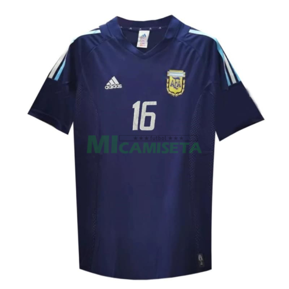 Camiseta Aimar 16 Argentina Segunda Equipación Retro 2002 Azul Marino