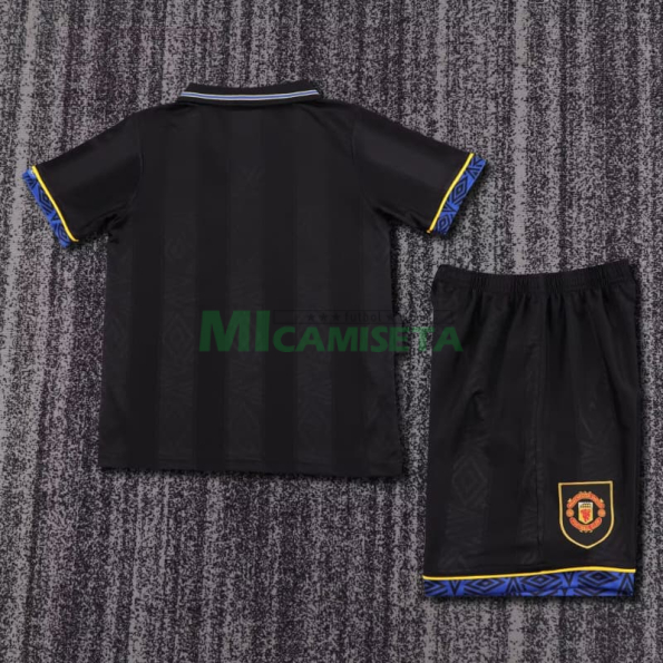 Camiseta Manchester United Primera Equipación Retro 1993/94 Negro Niño Kit