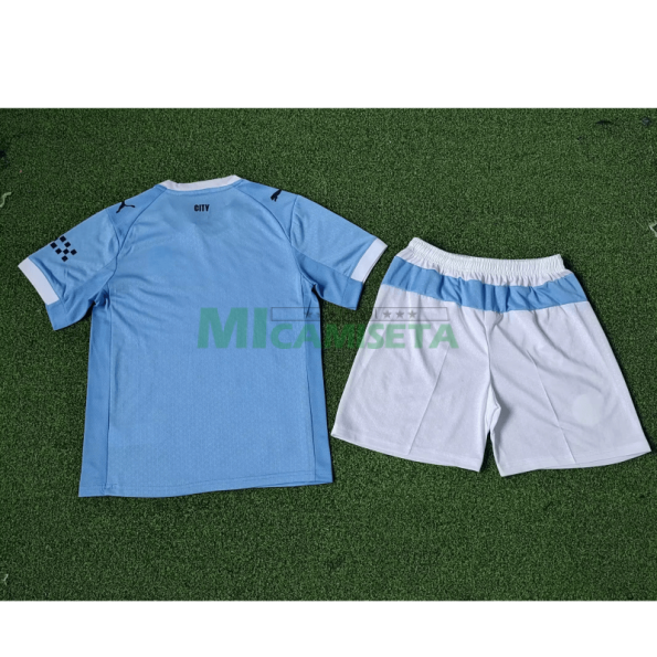 Camiseta Manchester City Primera Equipación 2025/2026 Azul/Blanco Niño Kit (EDICIÓN JUGADOR)