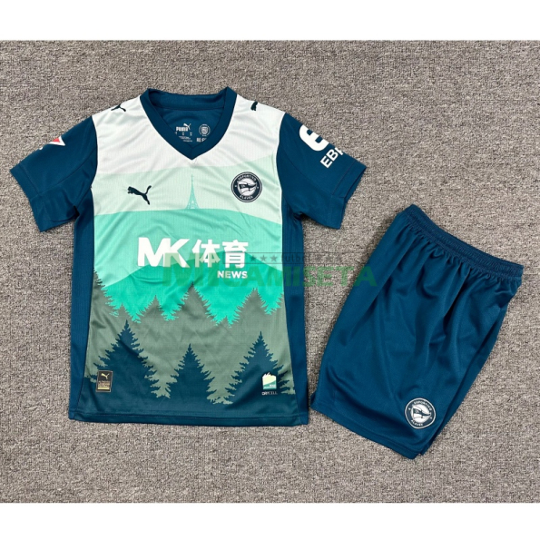 Camiseta Alavés Tercera Equipación 2025/2026 Verde Niño Kit con Parche La Liga