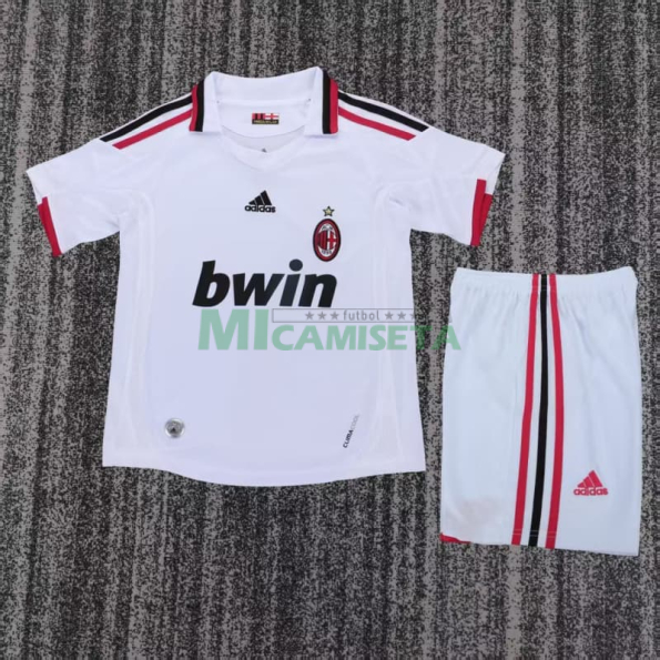 Camiseta AC Milan Segunda Equipación Retro 2009/10 Blanco Niño Kit