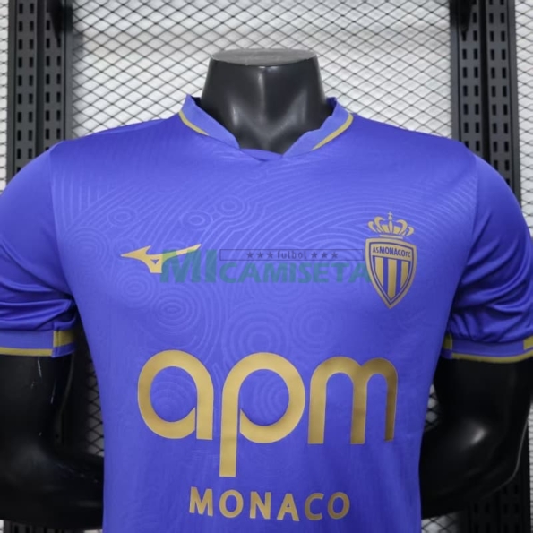 Camiseta Monaco Segunda Equipación 2025/2026 Azul/Dorado (EDICIÓN JUGADOR)