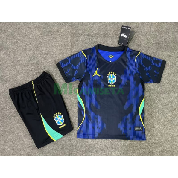 Camiseta Brasil Segunda Equipación Mundial 2026 Azul Niño Kit