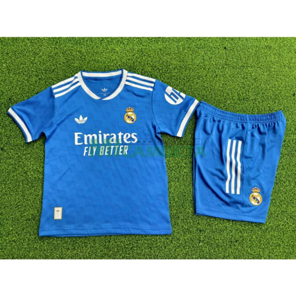 Camiseta Real Madrid Tercera Equipación 2025/2026 Azul Niño Kit (EDICIÓN JUGADOR)
