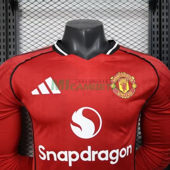 Camiseta Manchester United Primera Equipación 2025/2026 ML Rojo (EDICIÓN JUGADOR)