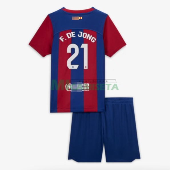 Camiseta F. De Jong 21 Barcelona Primera Equipación 2023/2024 Niño Kit