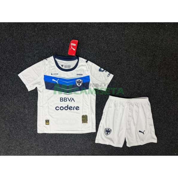 Camiseta Monterrey Segunda Equipación 2025/2026 Blanco Niño Kit