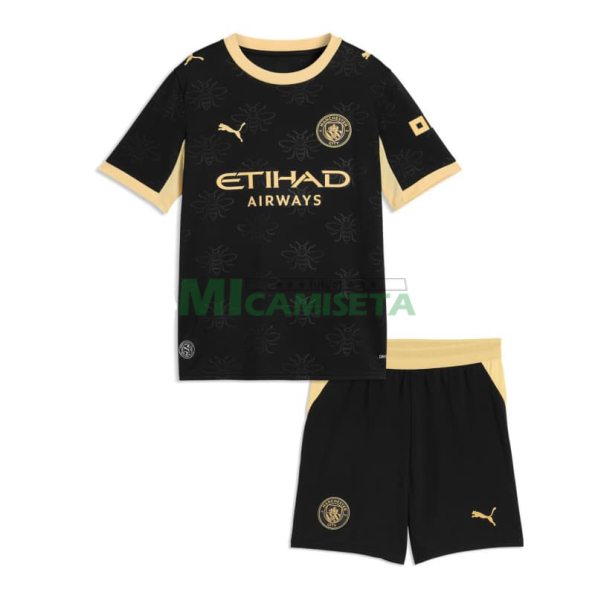 Camiseta Manchester City Segunda Equipación 20262027 Negro Niño Kit