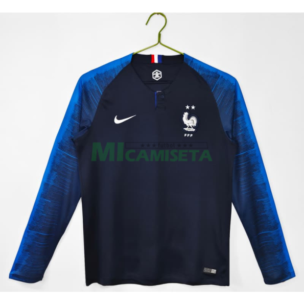 Camiseta Francia Primera Equipación Retro 2018 ML Azul Copa Mundial