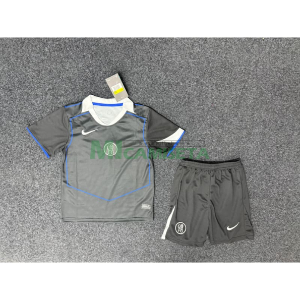 Camiseta Chelsea Tercera Equipación 2025/2026 Negro Niño Kit