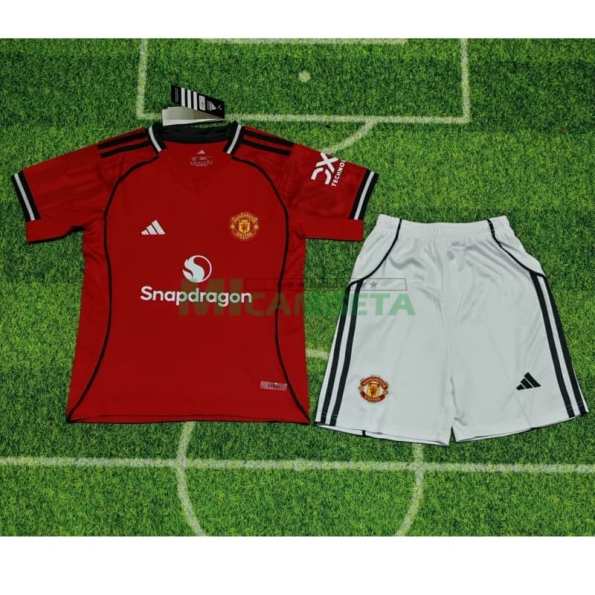 Camiseta Manchester United Primera Equipación 2025/2026 Rojo Niño Kit