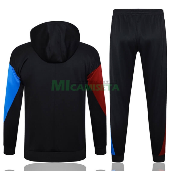 Chaqueta Barcelona 2024/2025 Con Capucha Negro/Rojo/Azul