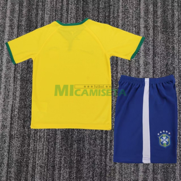 Camiseta Brasil Primera Equipación Retro 2014 Amarillo Niño Kit