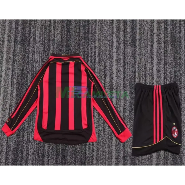 Camiseta AC Milan Primera Equipación Retro 2006/07 ML Rojo/Negro Niño Kit