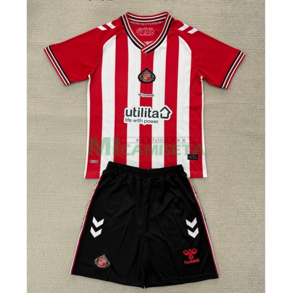 Camiseta Sunderland AFC Primera Equipación 2025/2026 Rojo/Blanco Niño Kit