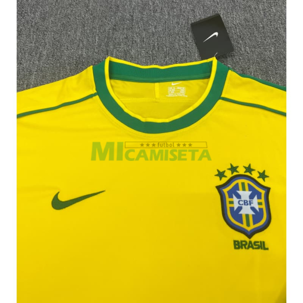 Camiseta Brasil Primera Equipación Retro 1998 ML Amarillo