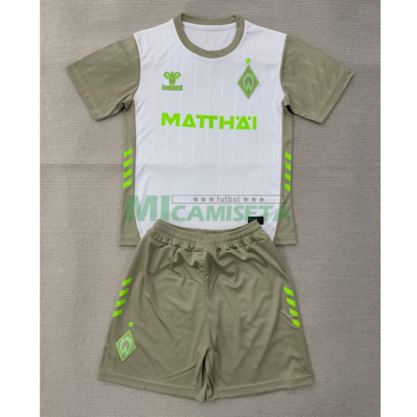 Camiseta Werder Bremen Segunda Equipación 2025/2026 Blanco/Gris Niño Kit