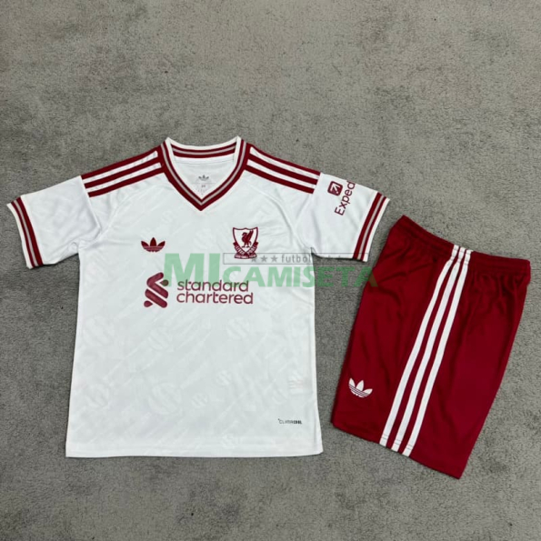 Camiseta Liverpool Segunda Equipación 2026/2027 Blanco Niño Kit