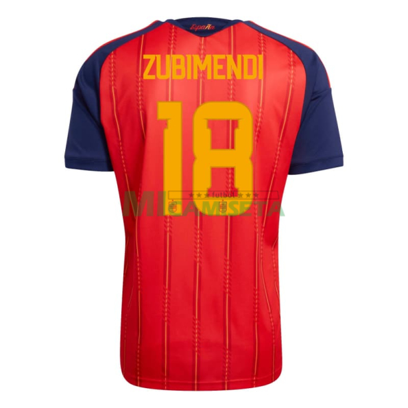Camiseta Zubimendi 18 España Primera Equipación 2026 Rojo/Azul