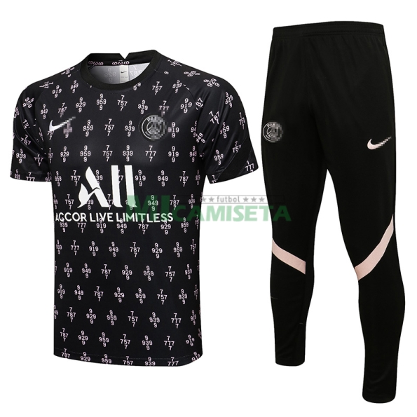 Camiseta de Entrenamiento PSG 2021/2022 Negro Estampado Rosa