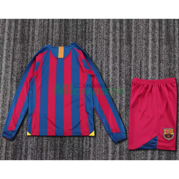Camiseta Barcelona Primera Equipación Retro 2005/06 ML Rojo/Azul Niño Kit
