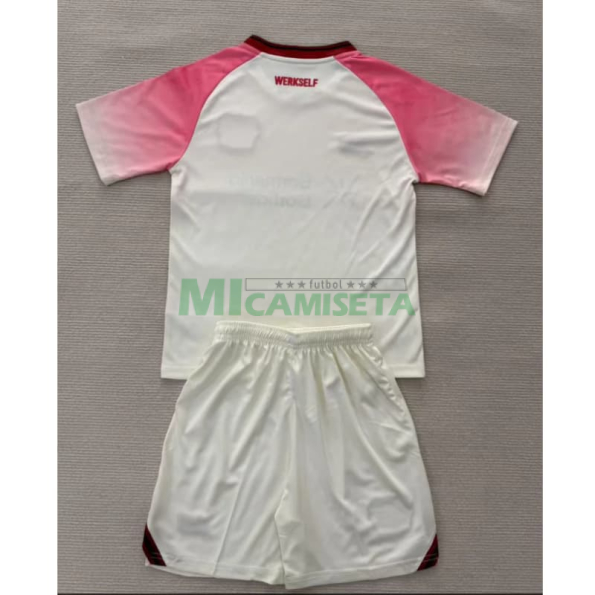 Camiseta Leverkusen Segunda Equipación 2025/2026 Blanco/Rosa Niño Kit