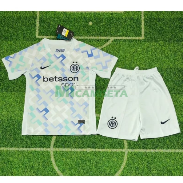 Camiseta Inter de Milan Segunda Equipación 2025/2026 Blanco Niño Kit