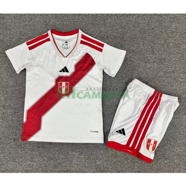 Camiseta Perú Primera Equipación Mundial 2026 Blanco Niño Kit