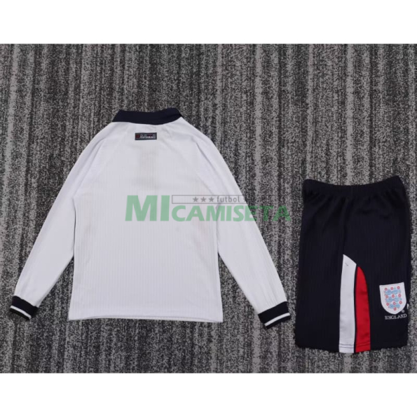 Camiseta Inglaterra Primera Equipación Retro 1998 ML Blanco Niño Kit