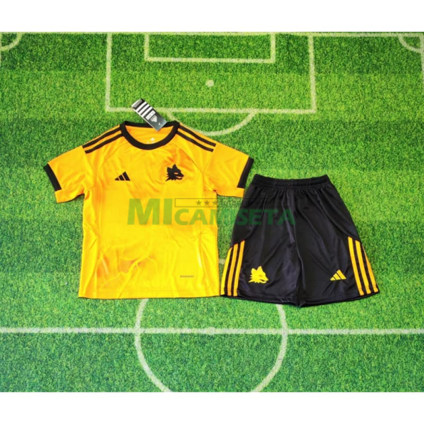 Camiseta AS Roma Segunda Equipación 2025/2026 Naranja Niño Kit