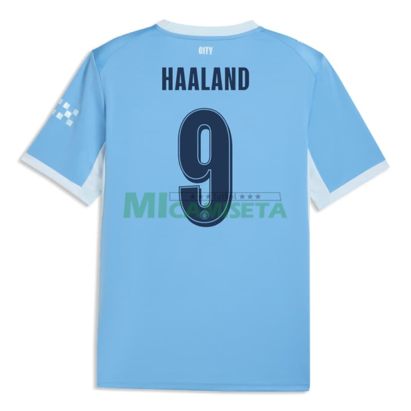 Camiseta HAALAND 9 Manchester City Primera Equipación 2026/2027 Azul/Blanco UCL