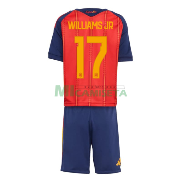 Camiseta Williams Jr 17 España Primera Equipación 2026 Rojo/Azul Niño Kit