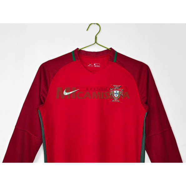Camiseta Portugal Primera Equipación Retro 2016 ML Rojo