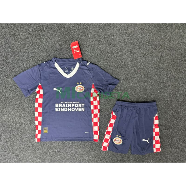 Camiseta PSV Eindhoven Segunda Equipación 2025/2026 Azul Marino Niño Kit