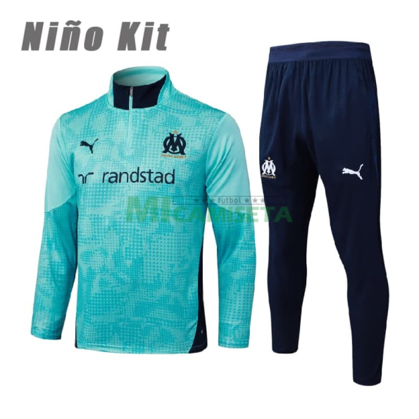 Sudadera De Entrenamiento Olympique Marsella 2025/2026 Niño Kit Azul Verdoso