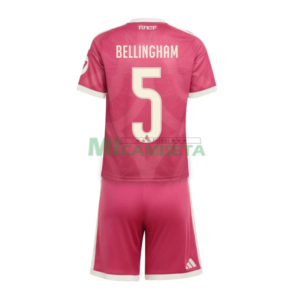 Camiseta BELLINGHAM 5 Real Madrid Tercera Equipación 2026/2027 Rosa Niño Kit con Parche HP