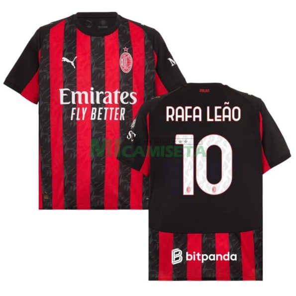 Camiseta RAFA LEÃO 10 AC Milan Primera Equipación 2025/2026 Rojo/Negro