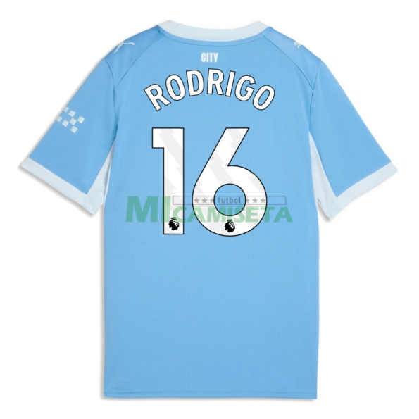 Camiseta RODRIGO 16 Manchester City Primera Equipación 2026/2027 Azul/Blanco Premier League