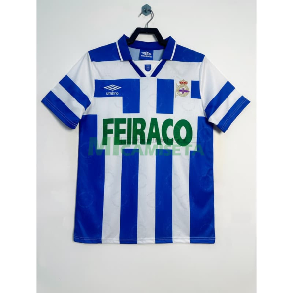 Camiseta Deportivo de La Coruña Primera Equipación Retro 1994/95 Blanco/Azul