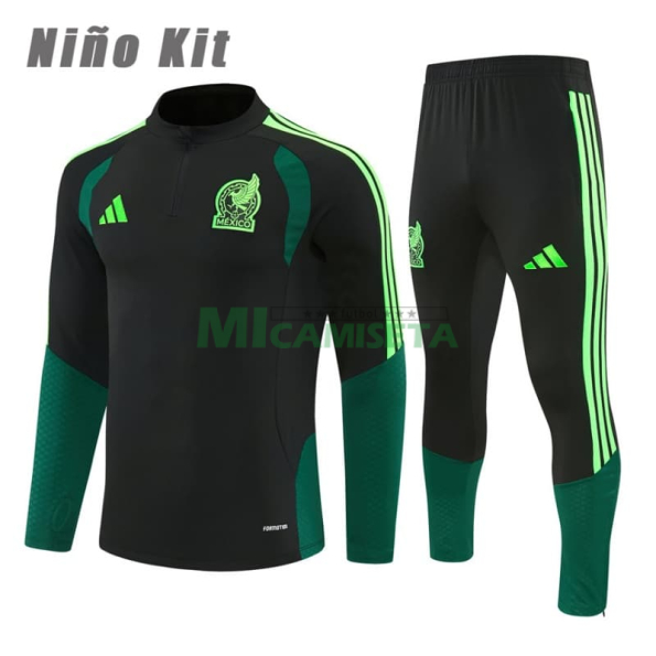 Sudadera de Entrenamiento México 2026 Niño Kit Negro/Verde