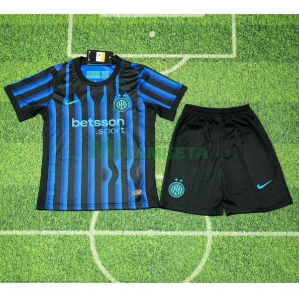 Camiseta Inter de Milan Primera Equipación 2025/2026 Azul/Negro Niño Kit